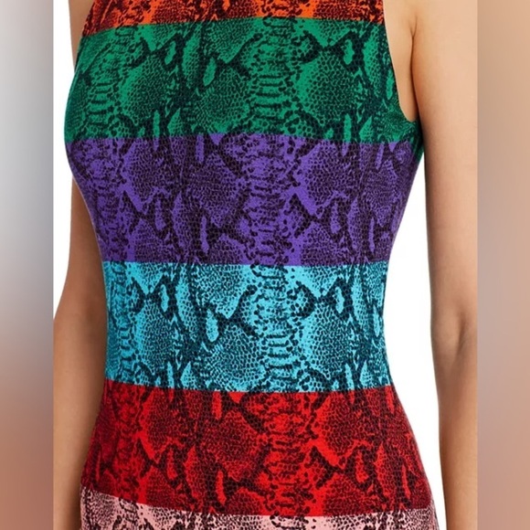 ALICE + OLIVIA Delora Rainbow Snake Print Midi Dress VGUC - Picture 4 of 16